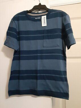 NWT! Old Navy Boys Size M 8 Short Sleeve Stripe Teal T-Shirt